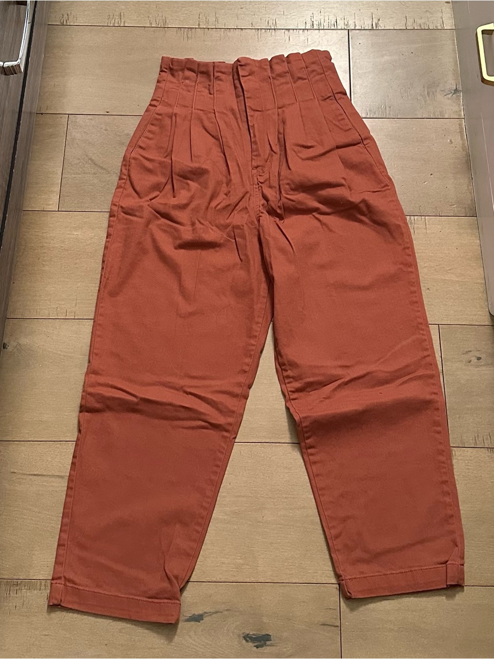 Forever 21 Burnt Orange High-Waist Pleated Chinos